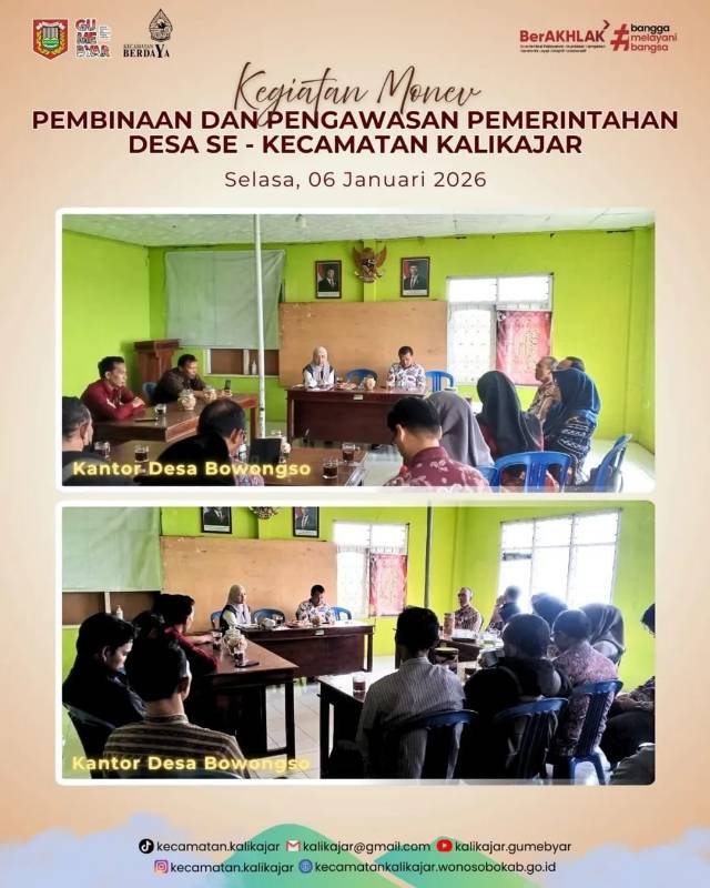 KEGIATAN MONEV PEMBINAAN DAN PENGAWASAN PEMERINTAH DESA SE-KECAMATAN KALIKAJAR